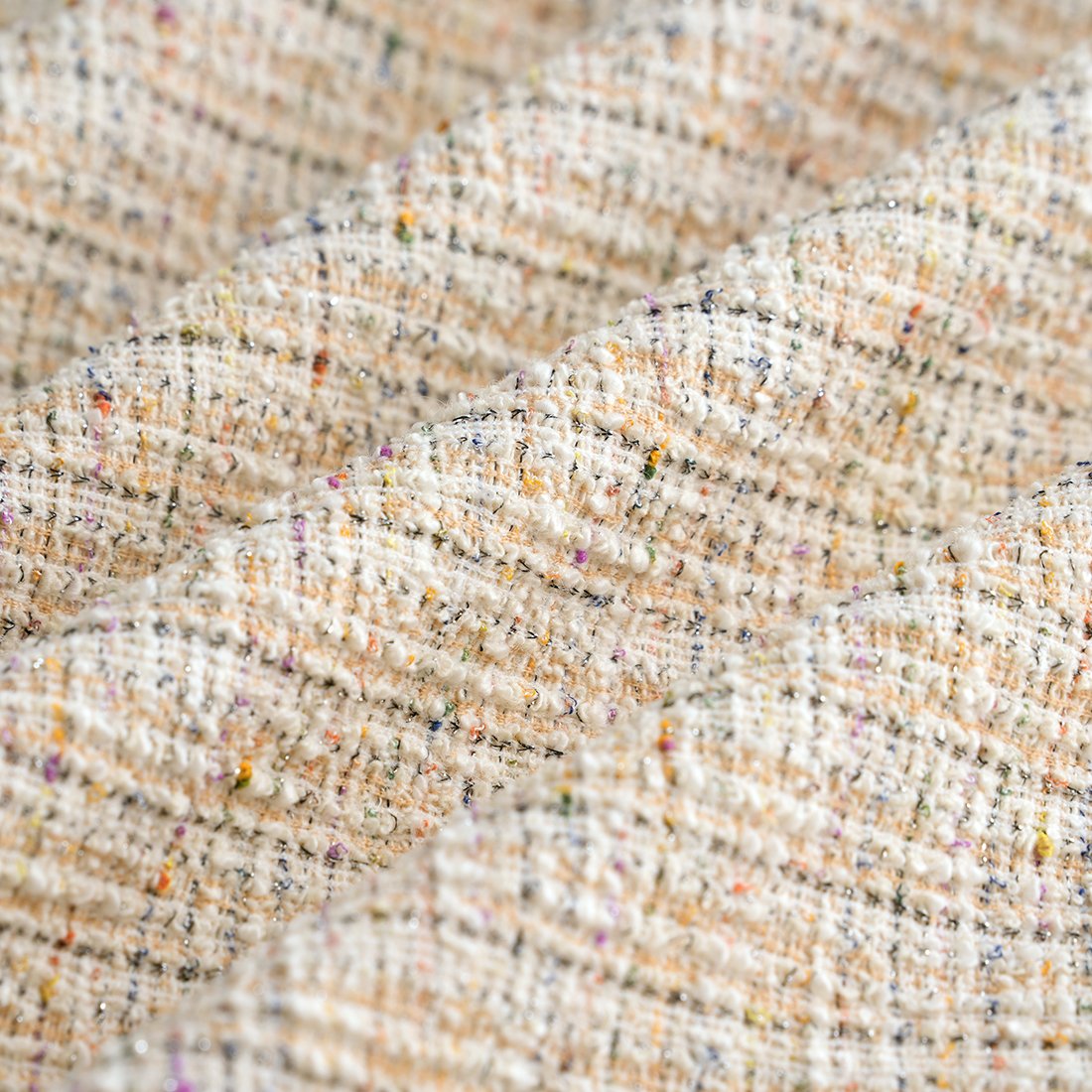 Tissu tweed polyester laine coton lurex pastel multicolore - MT