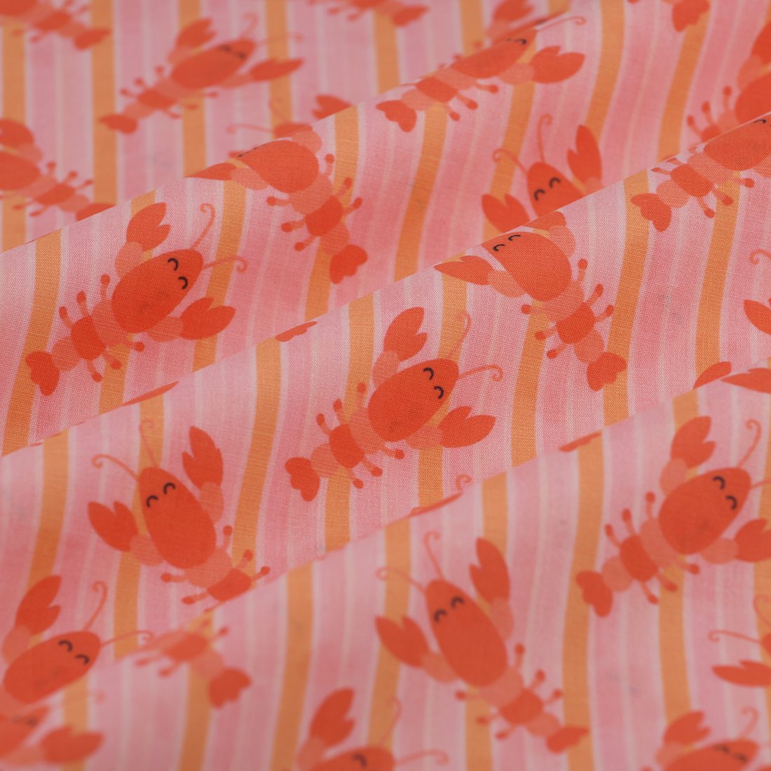 Tissu voile de coton homard rayure