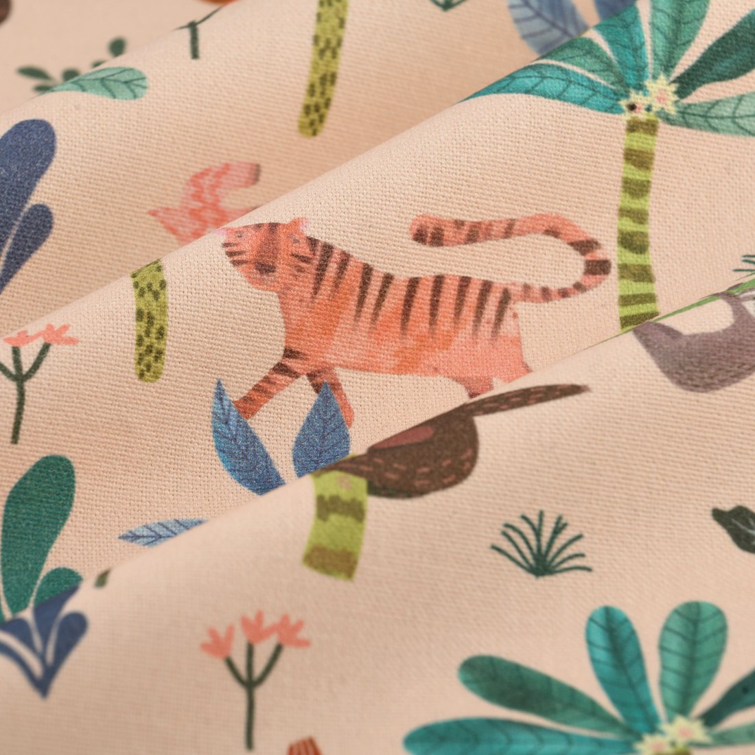 Tissu bachette jungle rose - MT
