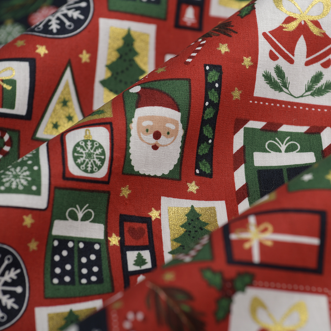 Tissu cretonne cadres Noël