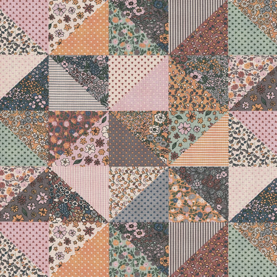 Tissu bachette imprimé patchwork fleuri