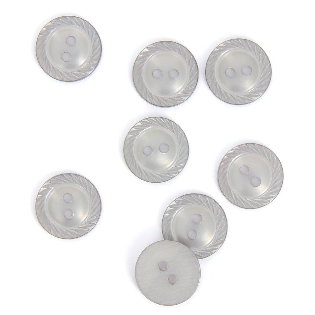 Boutons à bords ciselés gris 16 mm