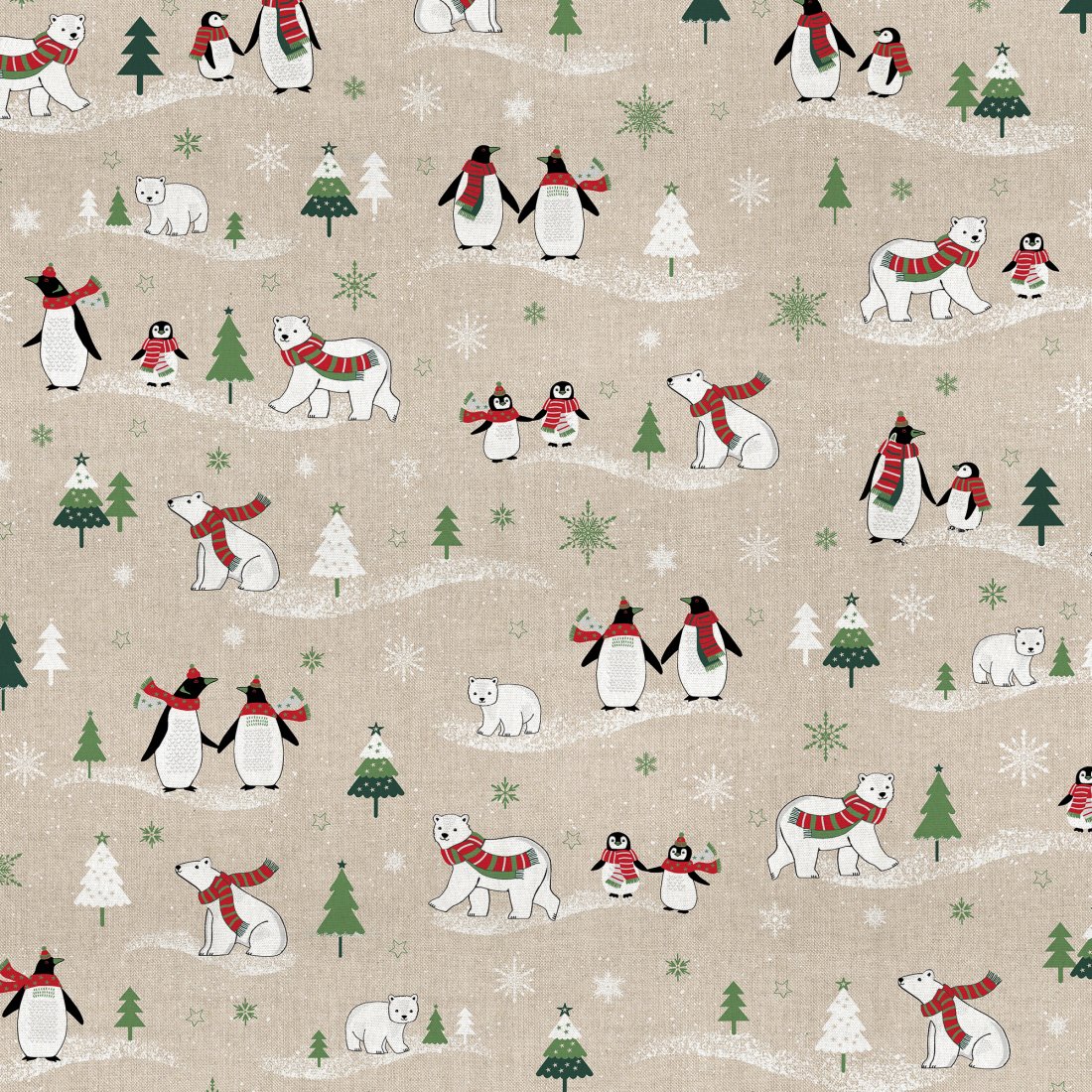 Bachette linenlook noel sur la banquise
