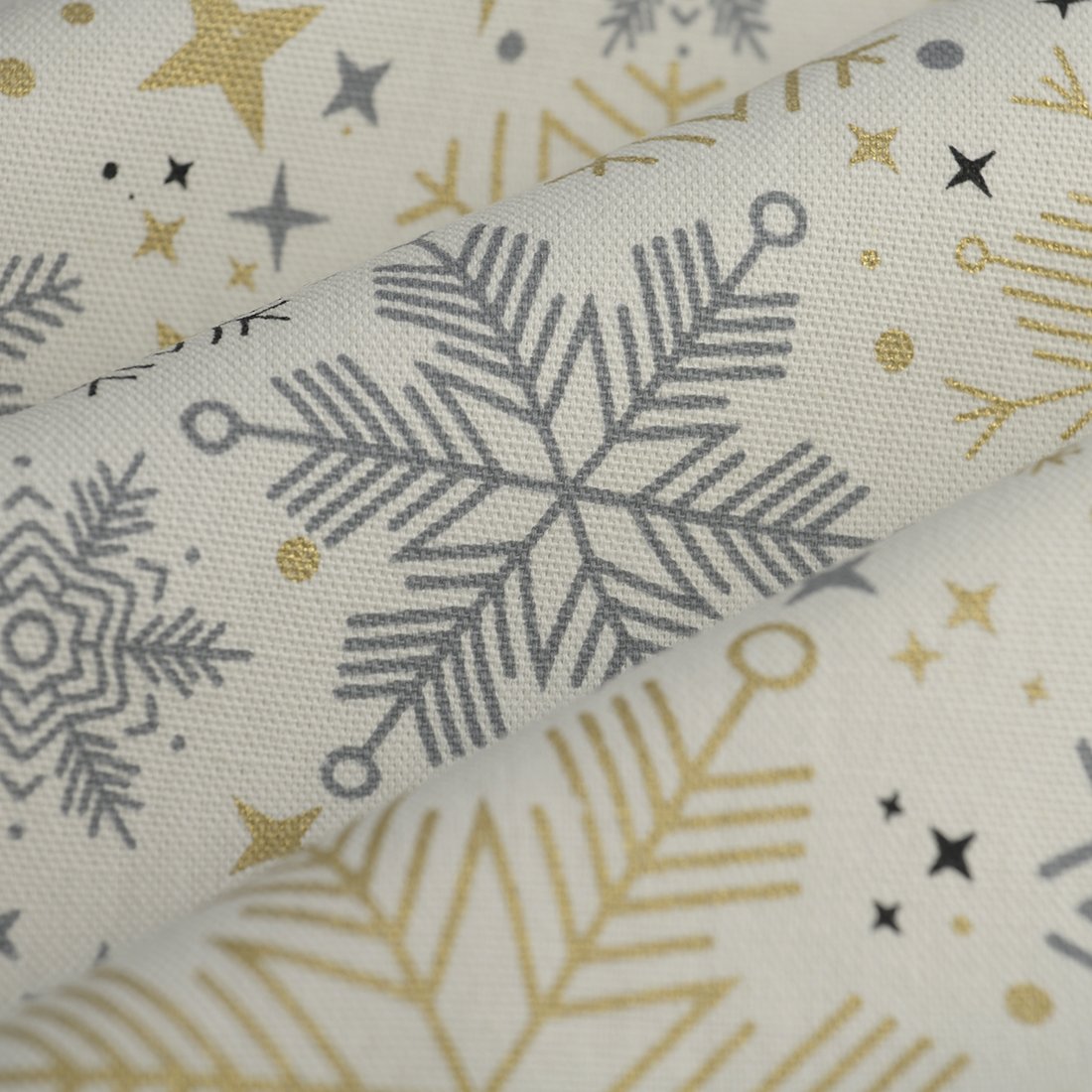Tissu bachette flocons or et argent - MT
