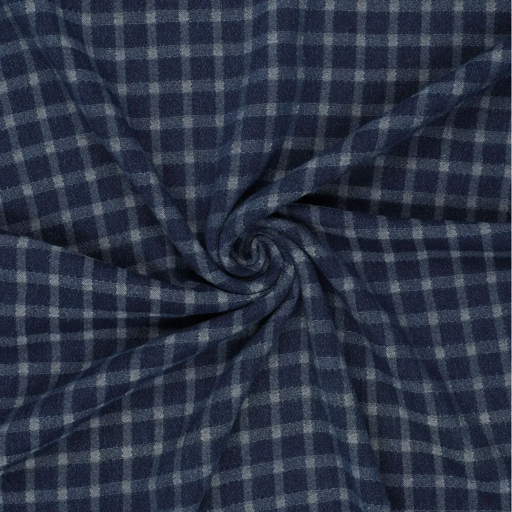 Tissu jacquard denim motif carreaux