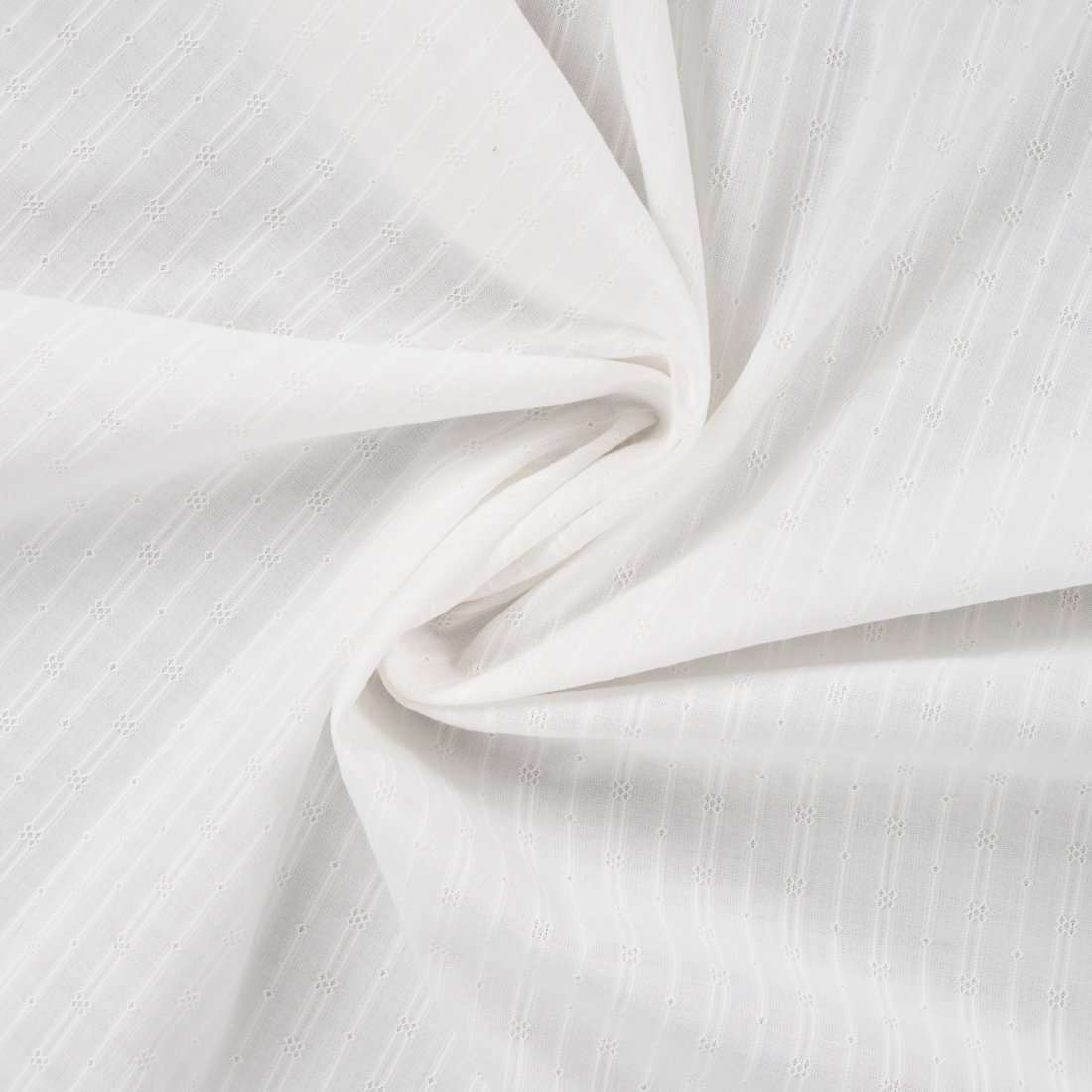 Tissu voile coton rayure ajourée géométrique écru