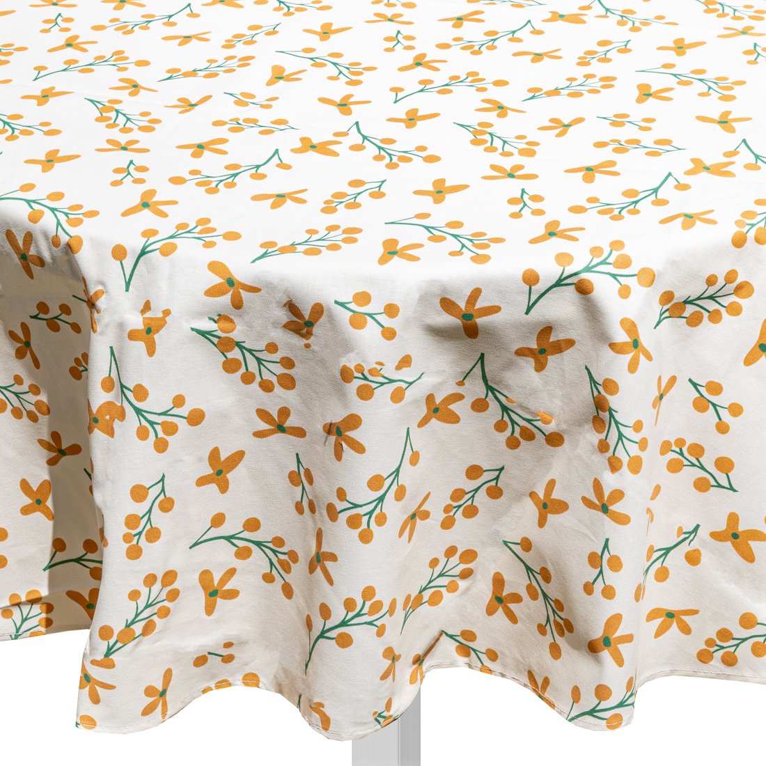 Nappe ronde 160 cm fines fleurs écru - MT