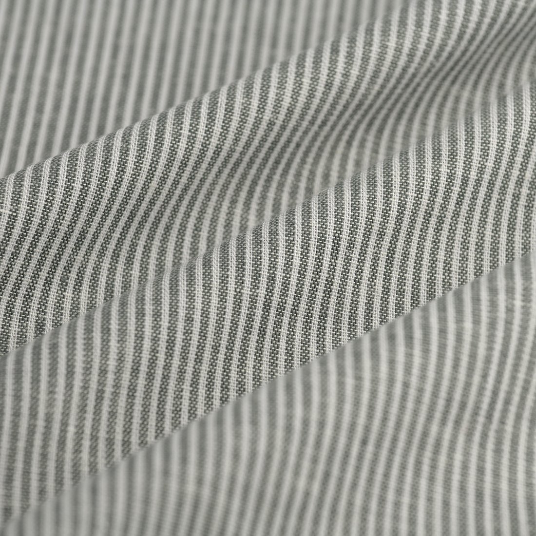 Tissu voile coton polyester fine rayure kaki écru - MT