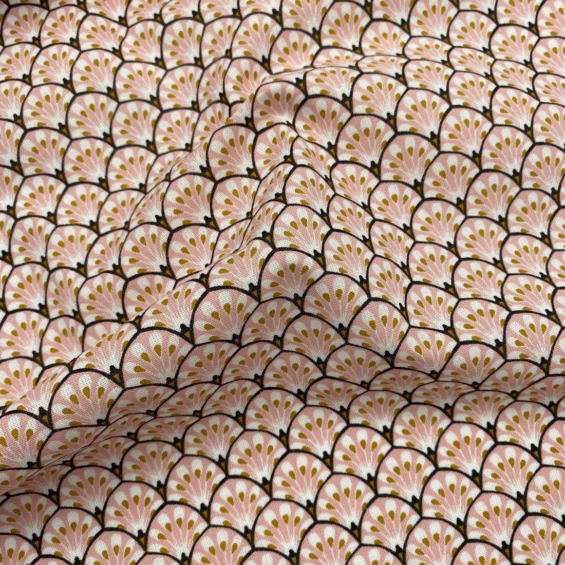 Tissu cretonne imprimé queue de paon