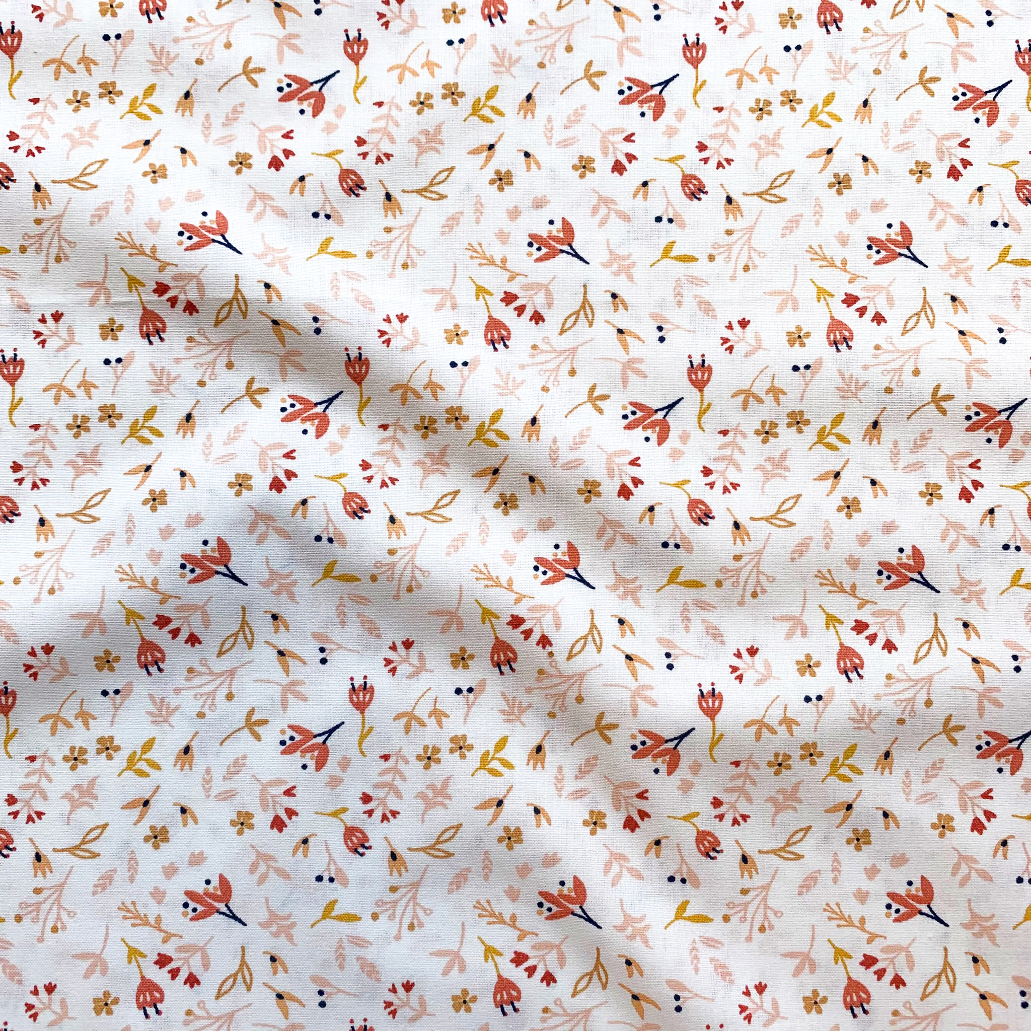 Tissu cretonne imprimé douce fleur blanc - DOMOTEX
