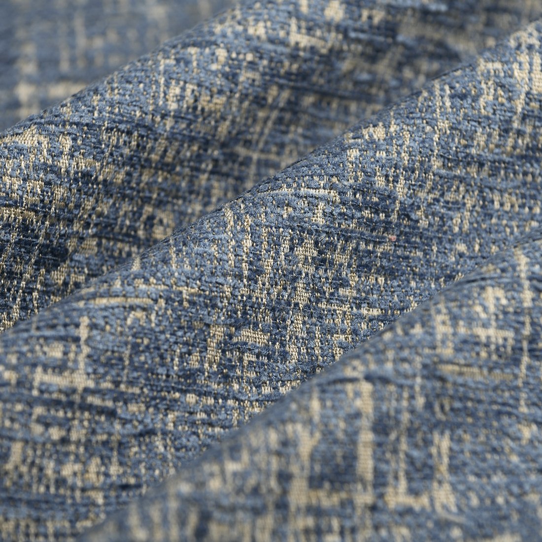 Tissu jacquard chenille faux uni bleu - MT
