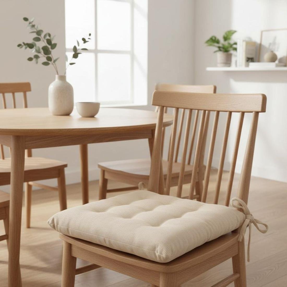 Galette de chaise velours côtelé écru - MT - Mondial Tissus