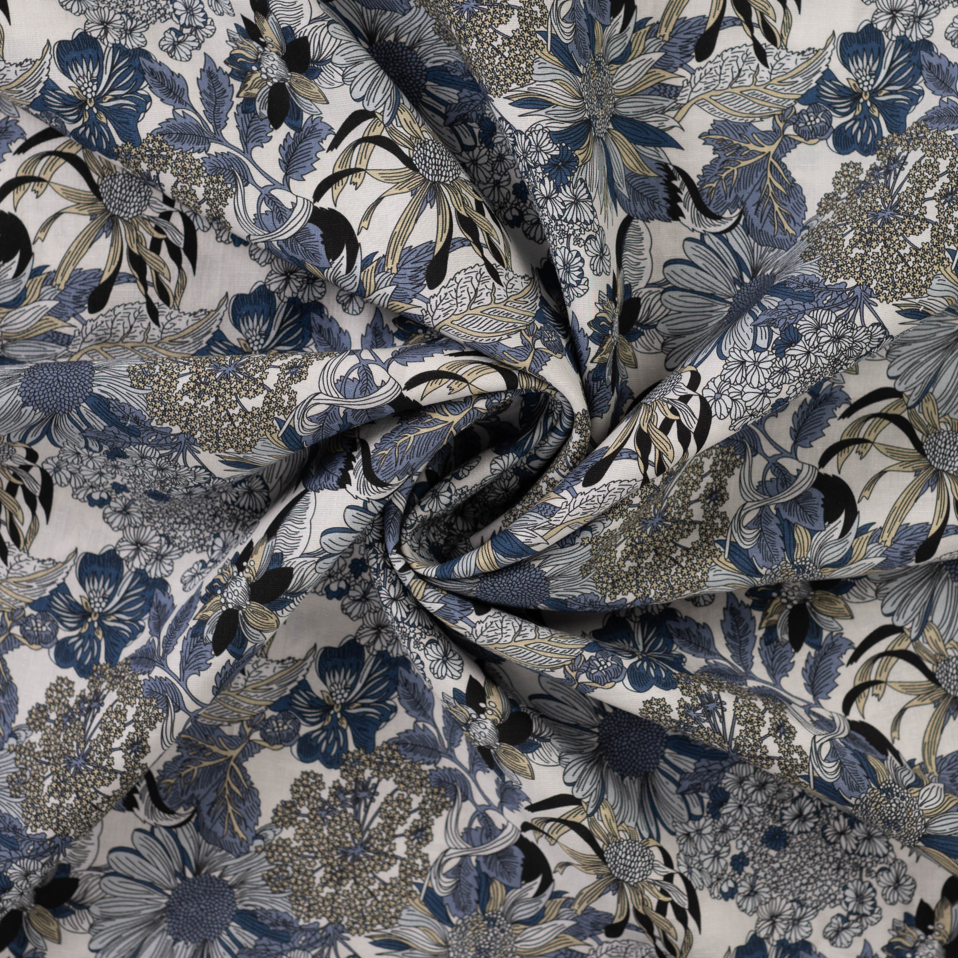 Tissu lin tencel digital champ fleur