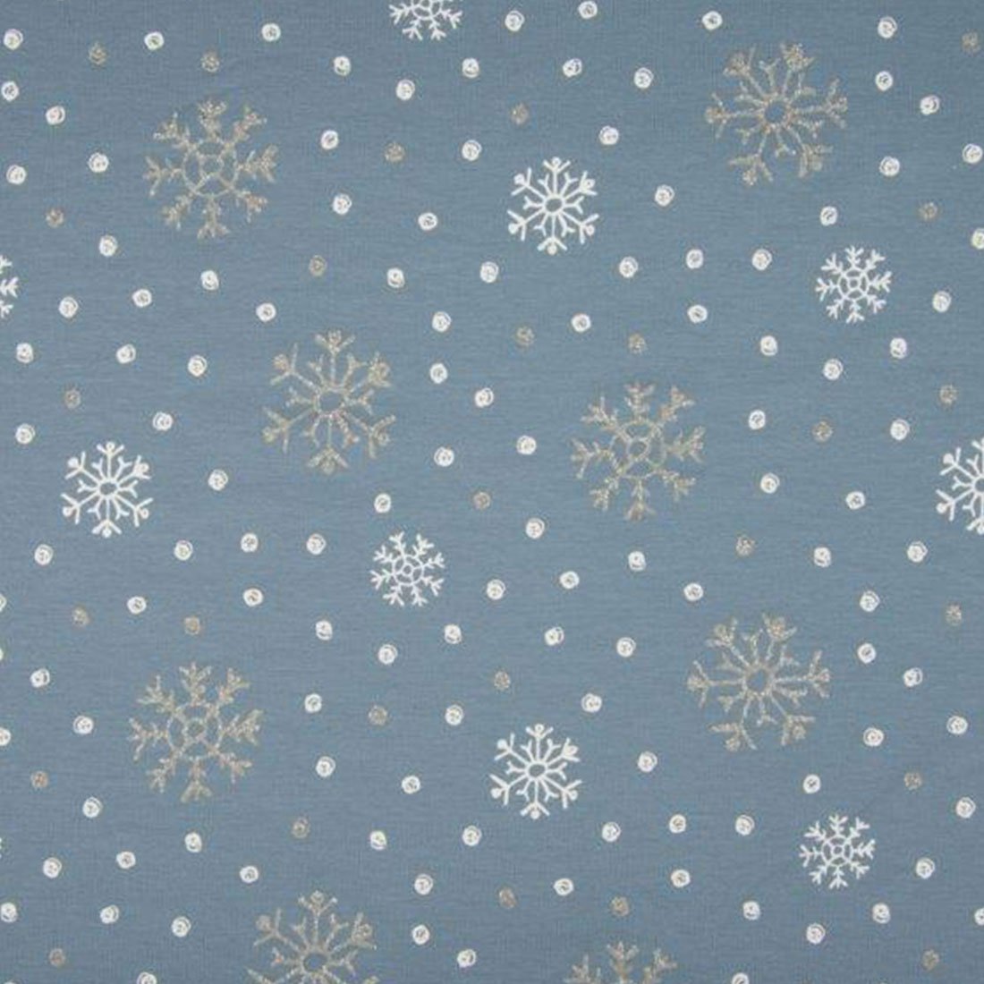 Tissu molleton sweat french terry bleu flocons