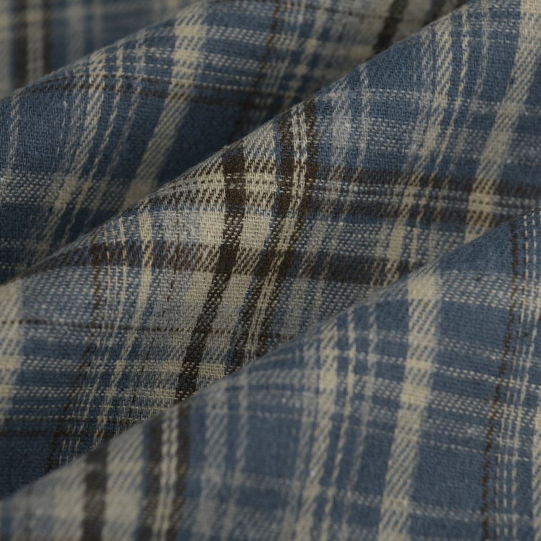 Tissu fil teint carreaux brun bleu