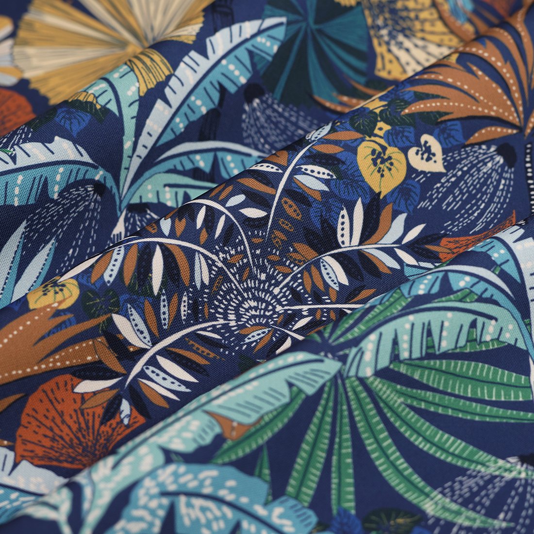 Tissu toile polyester déperlant Éxotic bleu - MT
