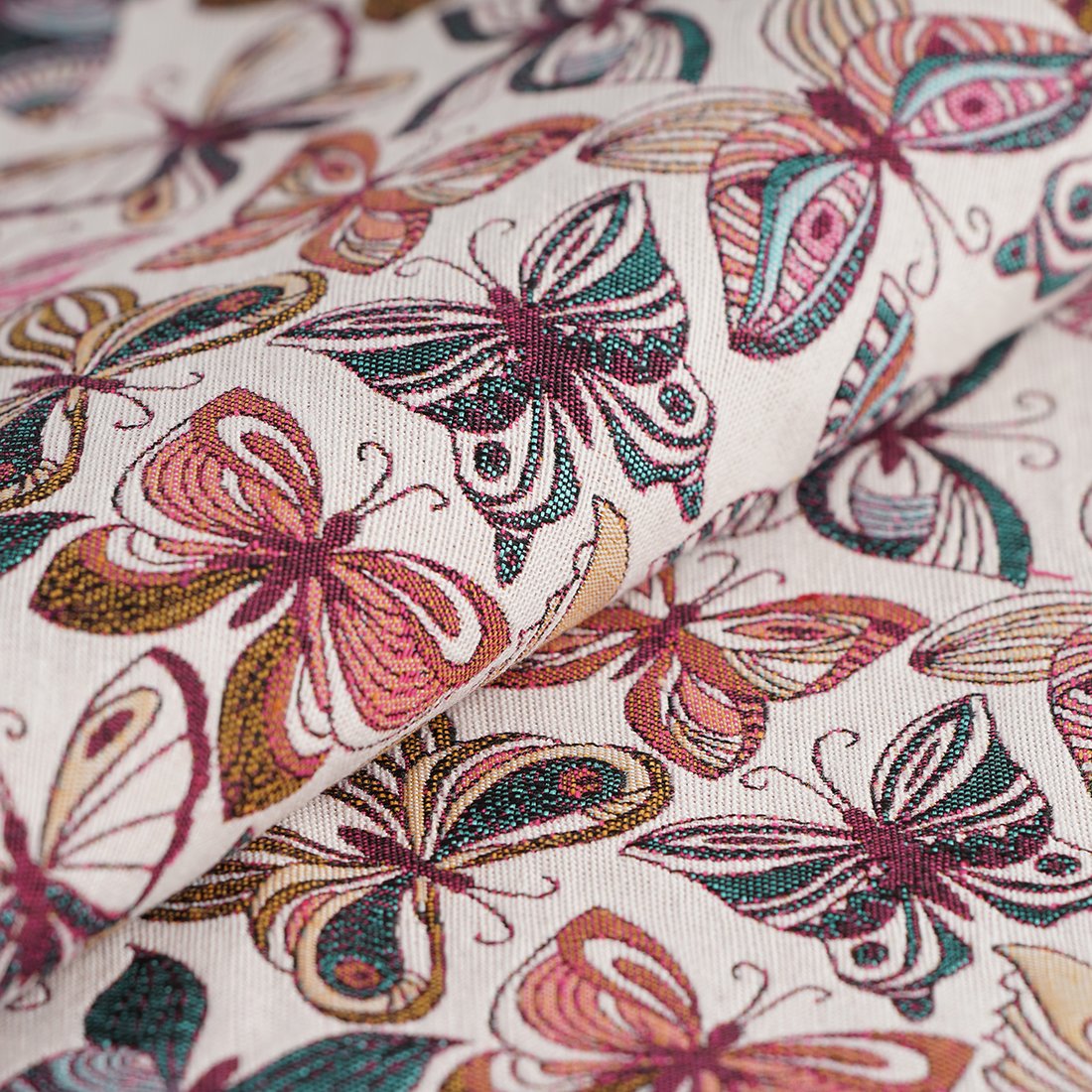 Tissu jacquard Papillon multicolore