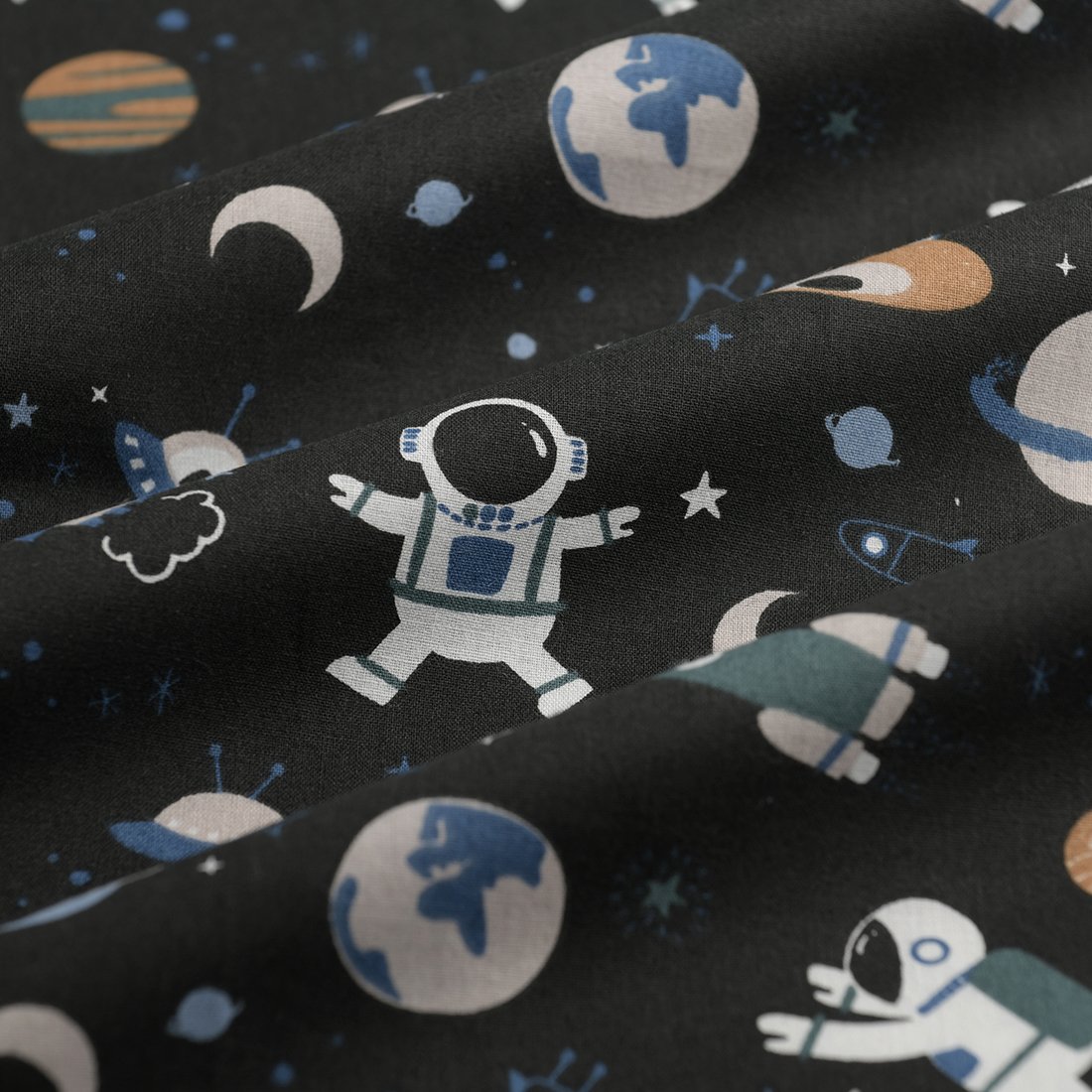 Tissu cretonne space noir - MT