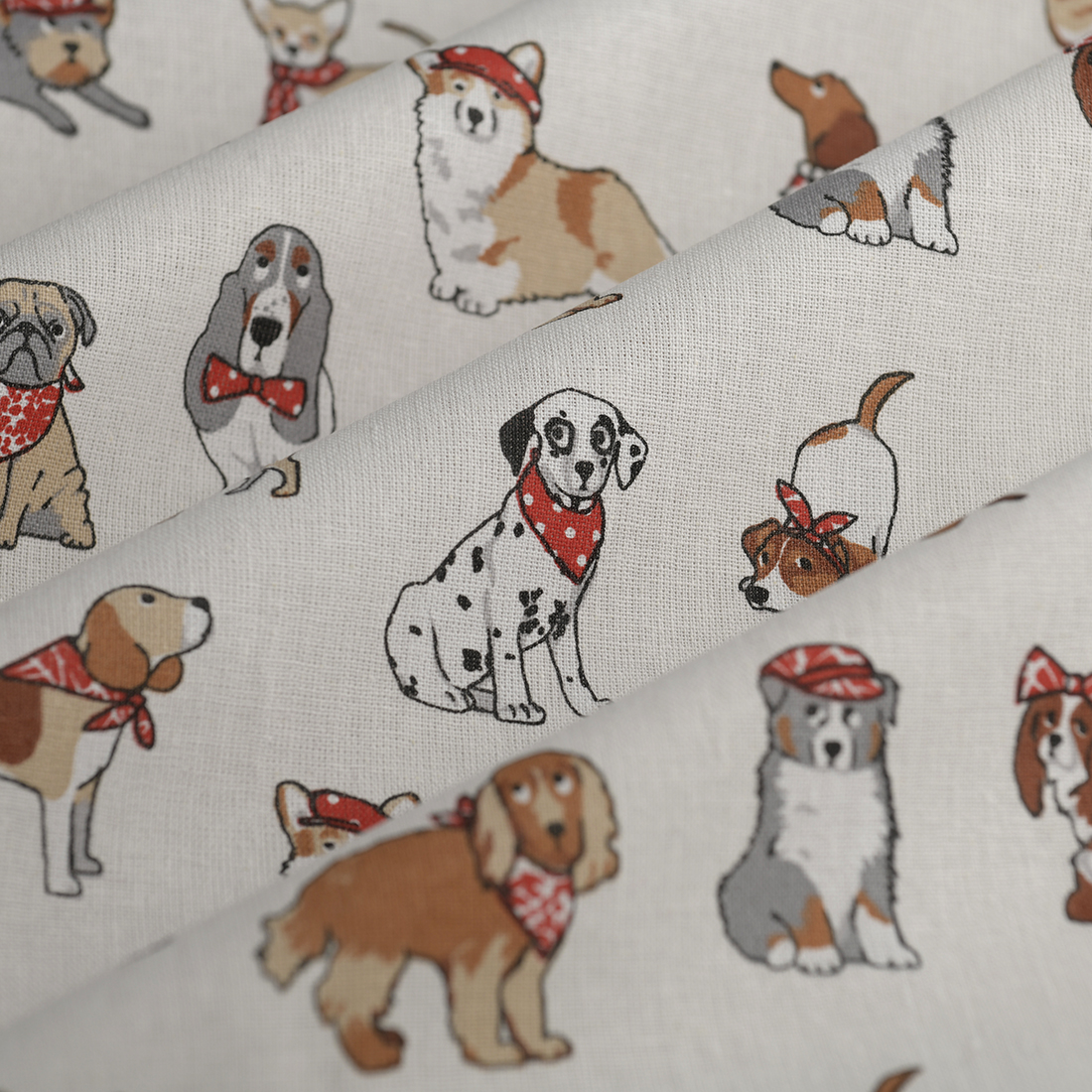 Tissu cretonne imprimé chien à gogo multicolore