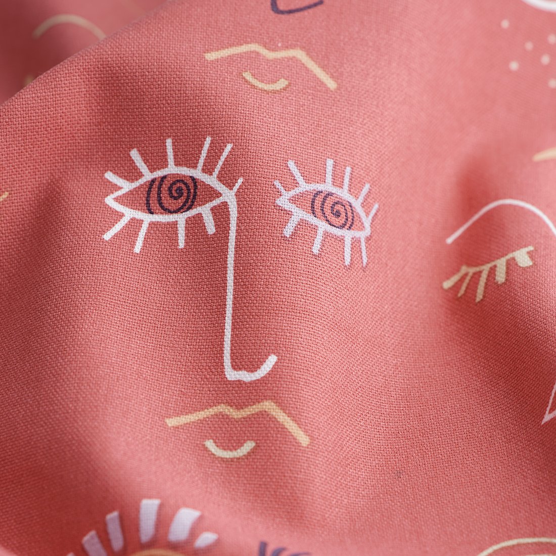 Tissu coton épais visages abstraits