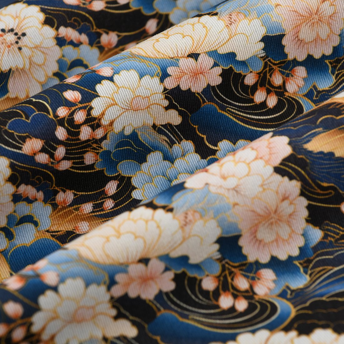 Tissu sergé fleurs Nara