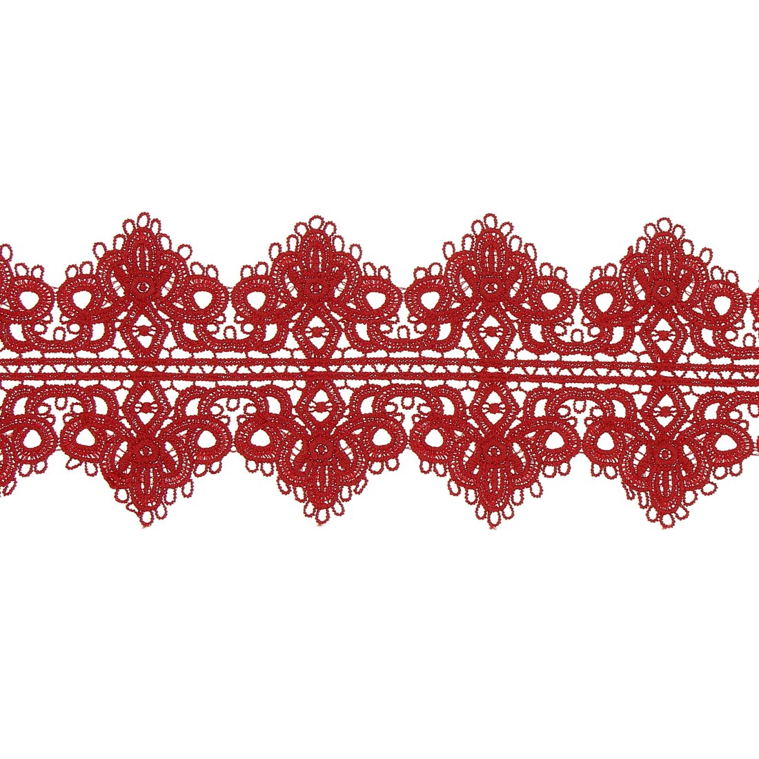 Ruban de dentelle guipure rouge - 10 cm