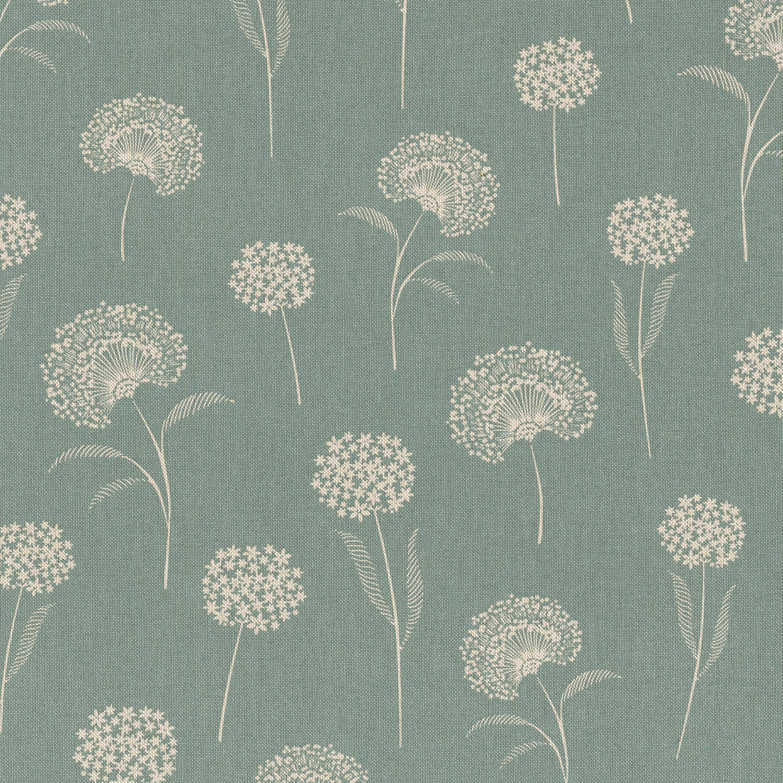 Tissu bachette vert tilleul imprimé pissenlits délicats beige