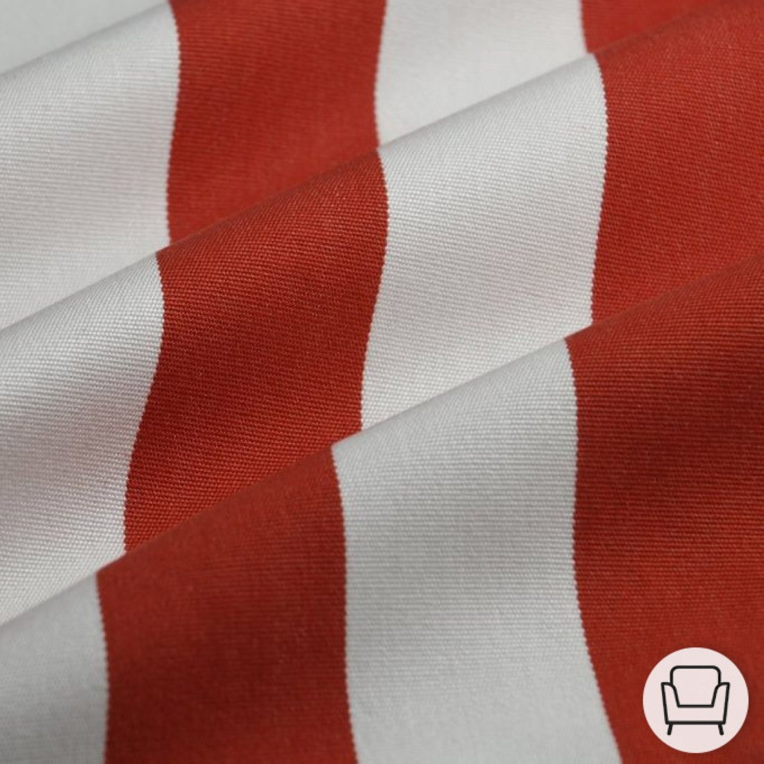 Tissu toile transat rayure 5 rouge 44cm