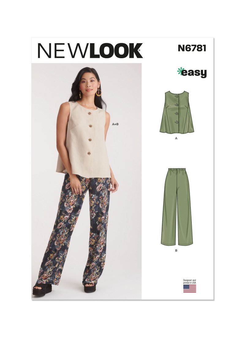 Patron New Look N° 6781 top et pantalon femme 38 au 50 - Newlook - Mondial Tissus