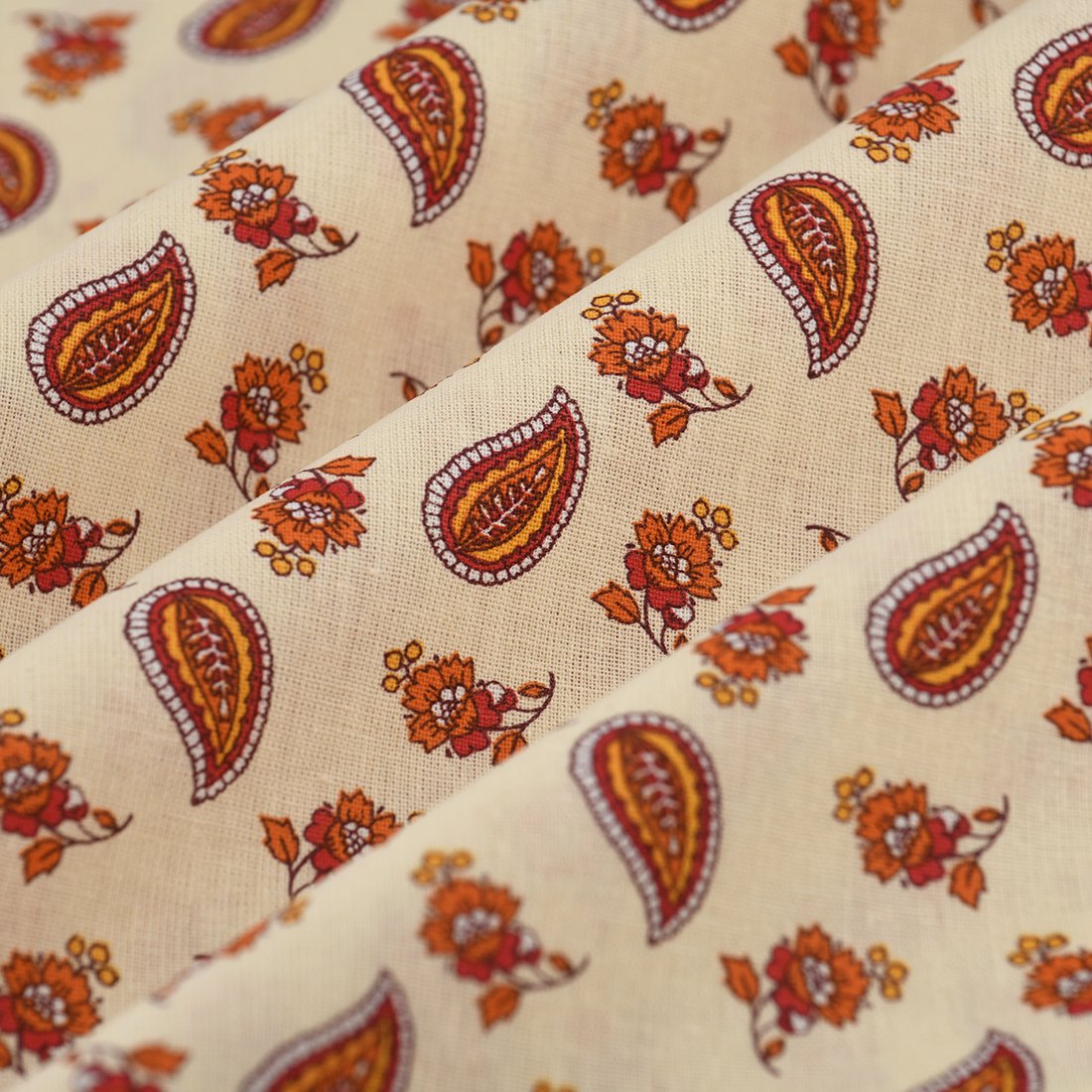 Tissu cretonne Arlesienne orange