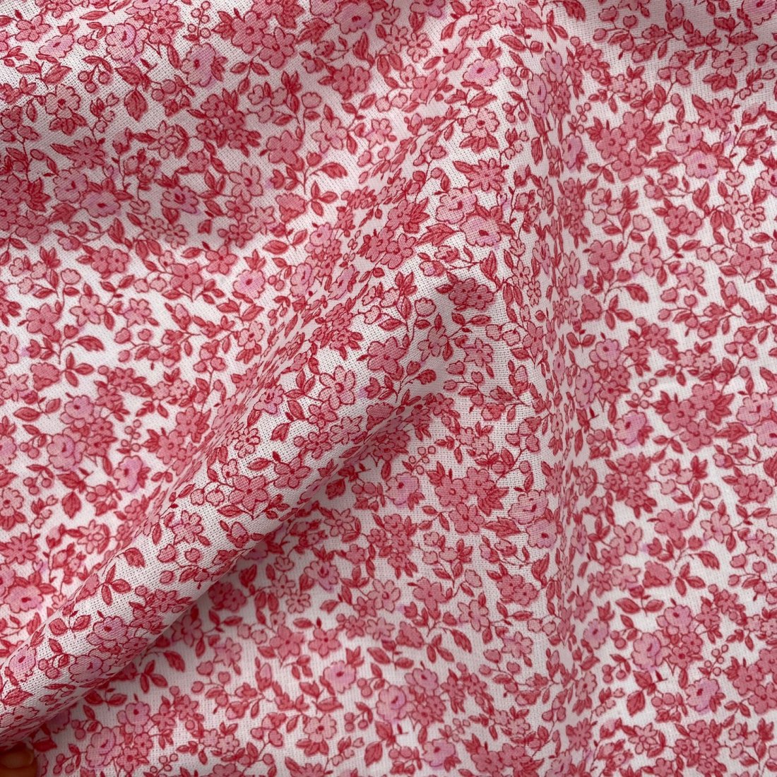 Tissu cretonne enduit imprimé Léonie rose pastel