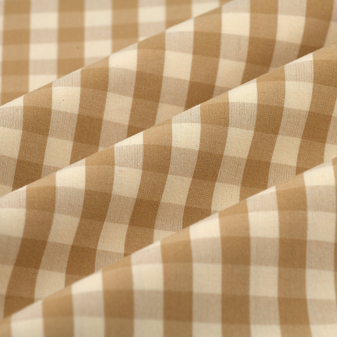 Tissu tissé teint vichy moyen beige - MT