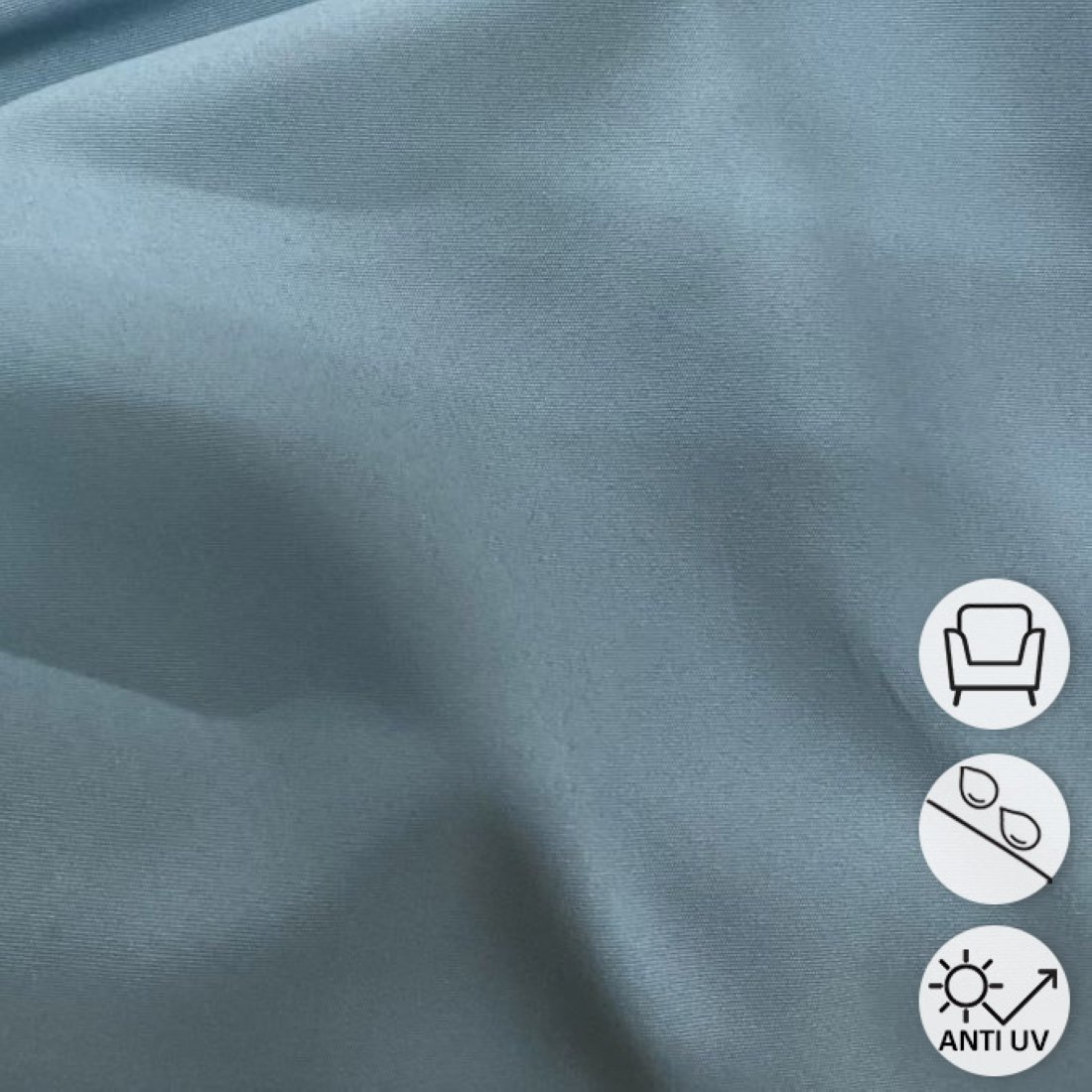 Toile unie Outdoor polyskin anti-uv et Teflon bleu gris 150 cm