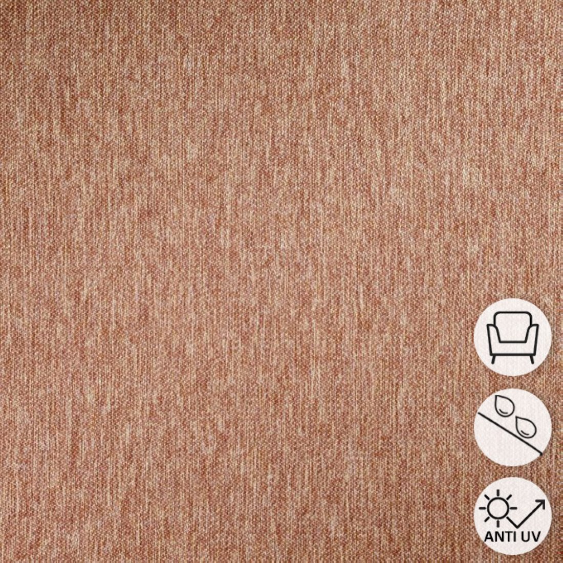 Toile outdoor déperlante anti UV qualité siège chinée terracotta 290 cm - Linder
