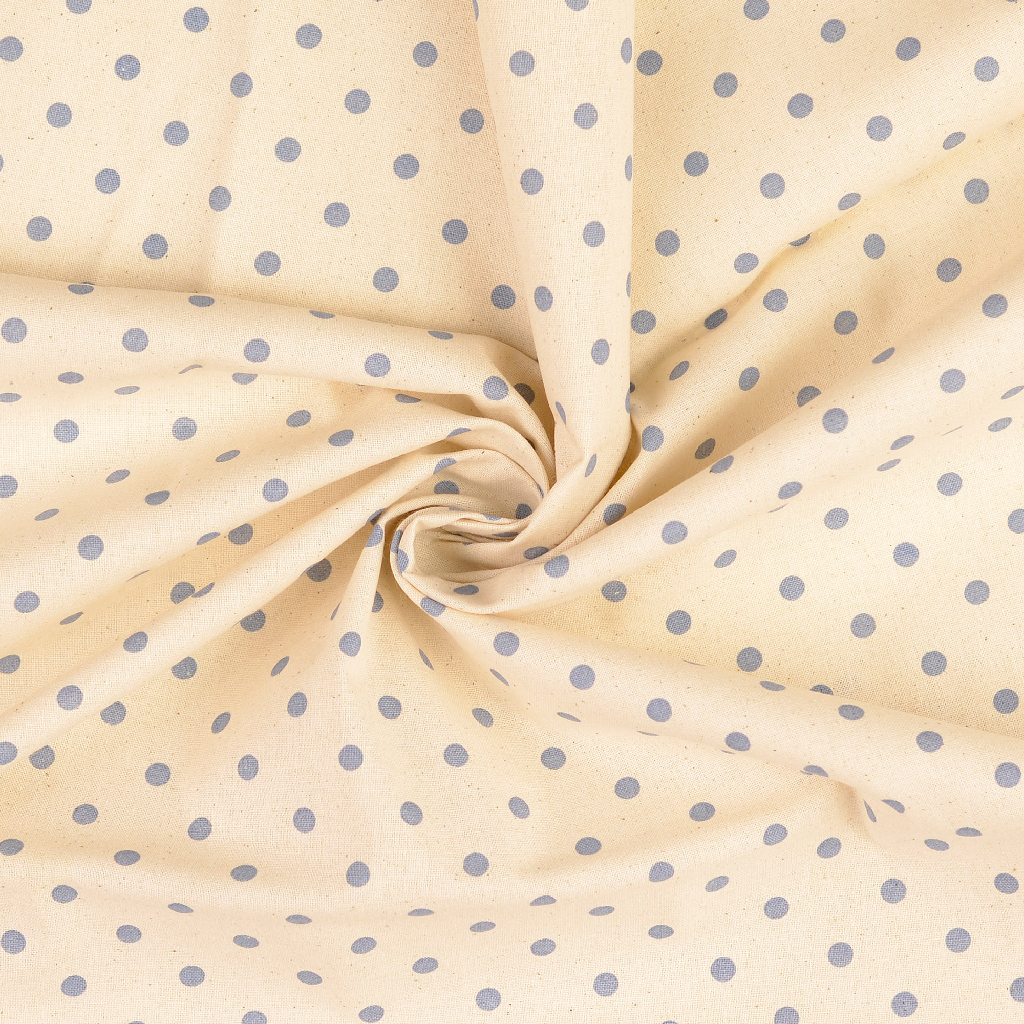 Tissu toile de coton effet naturel pois bleu ciel inde