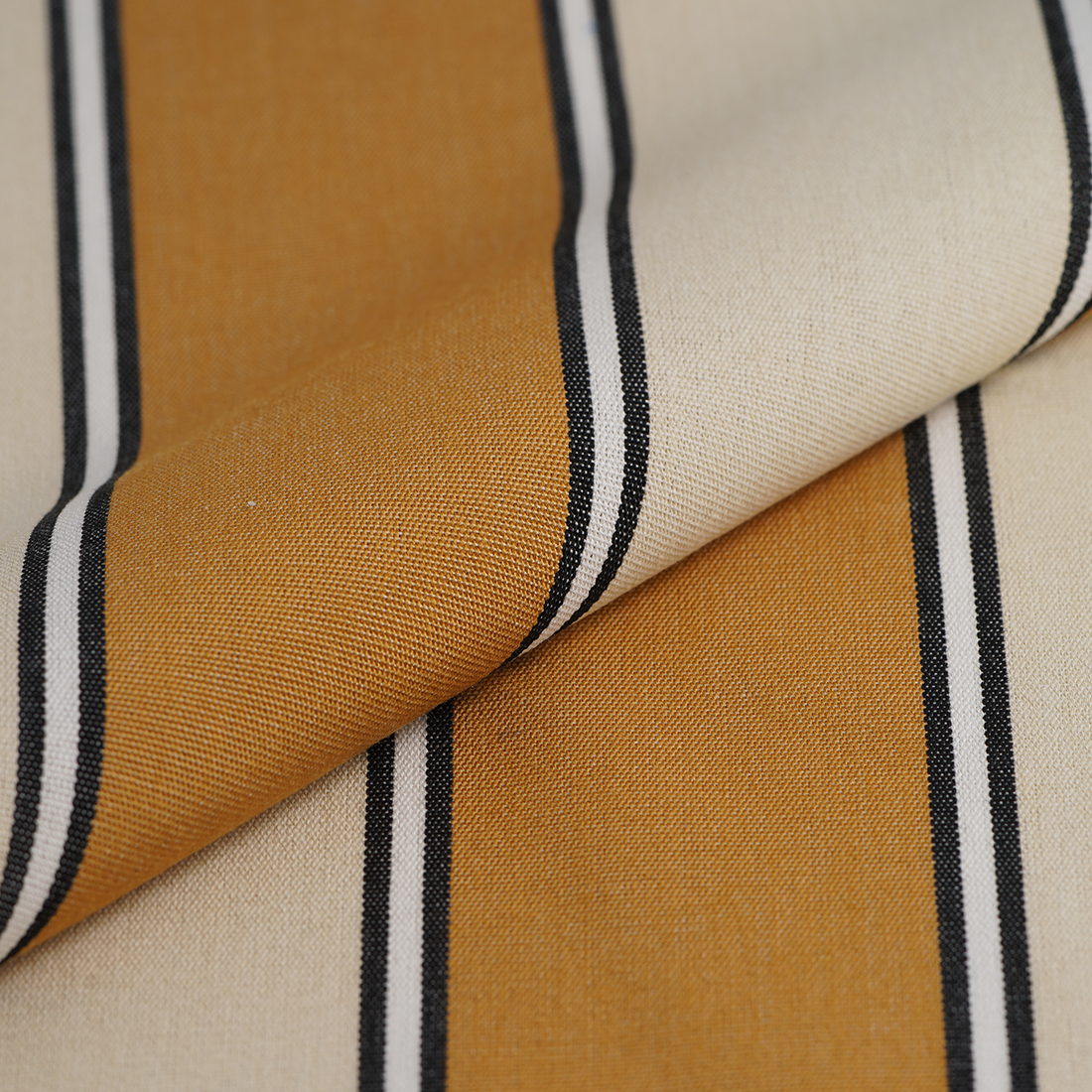 Tissu toile acrylique recyclé déperlant anti uv rayé jaune noir - MT