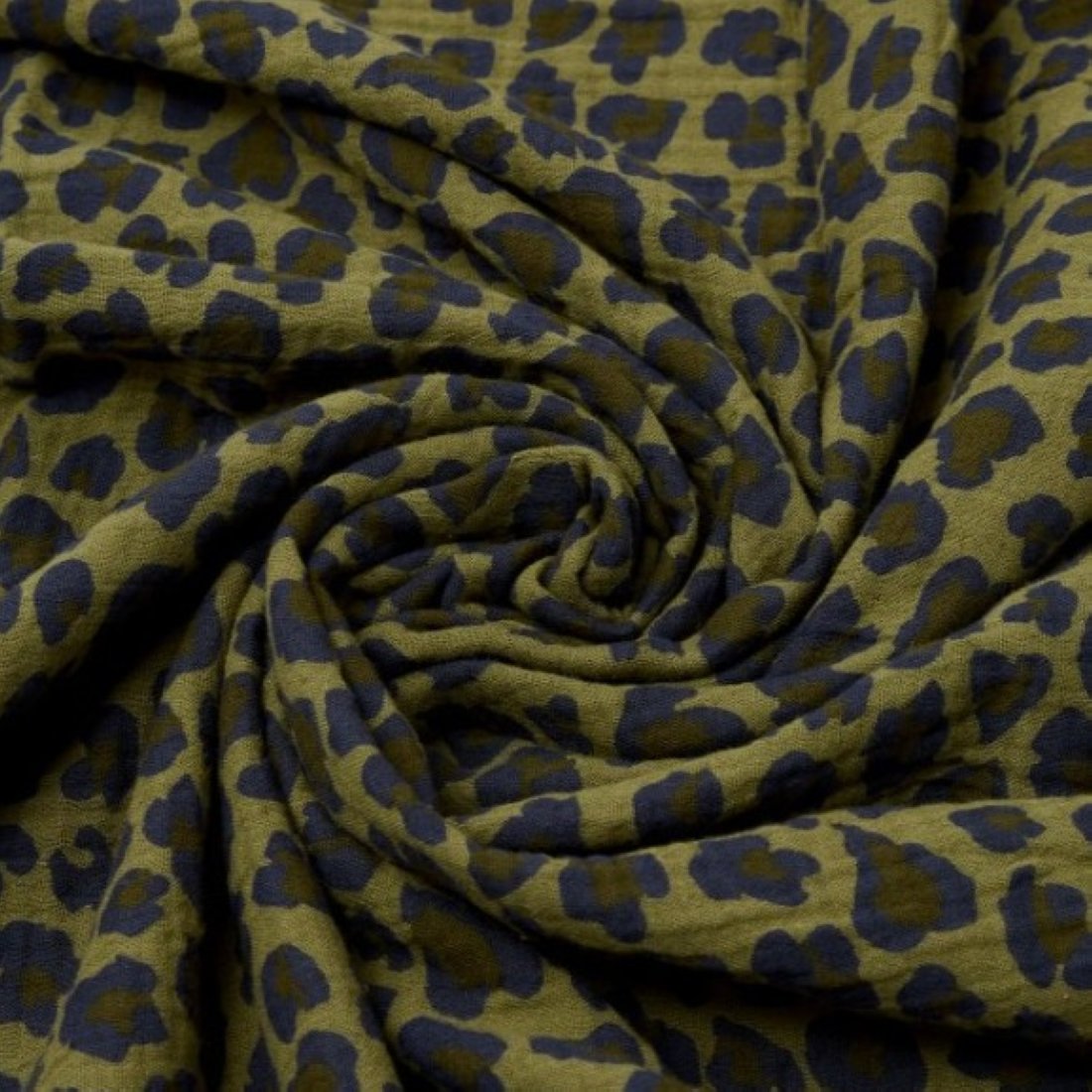 Coupon 3m double gaze léopard vert kaki - Promod Couture - Promod Couture