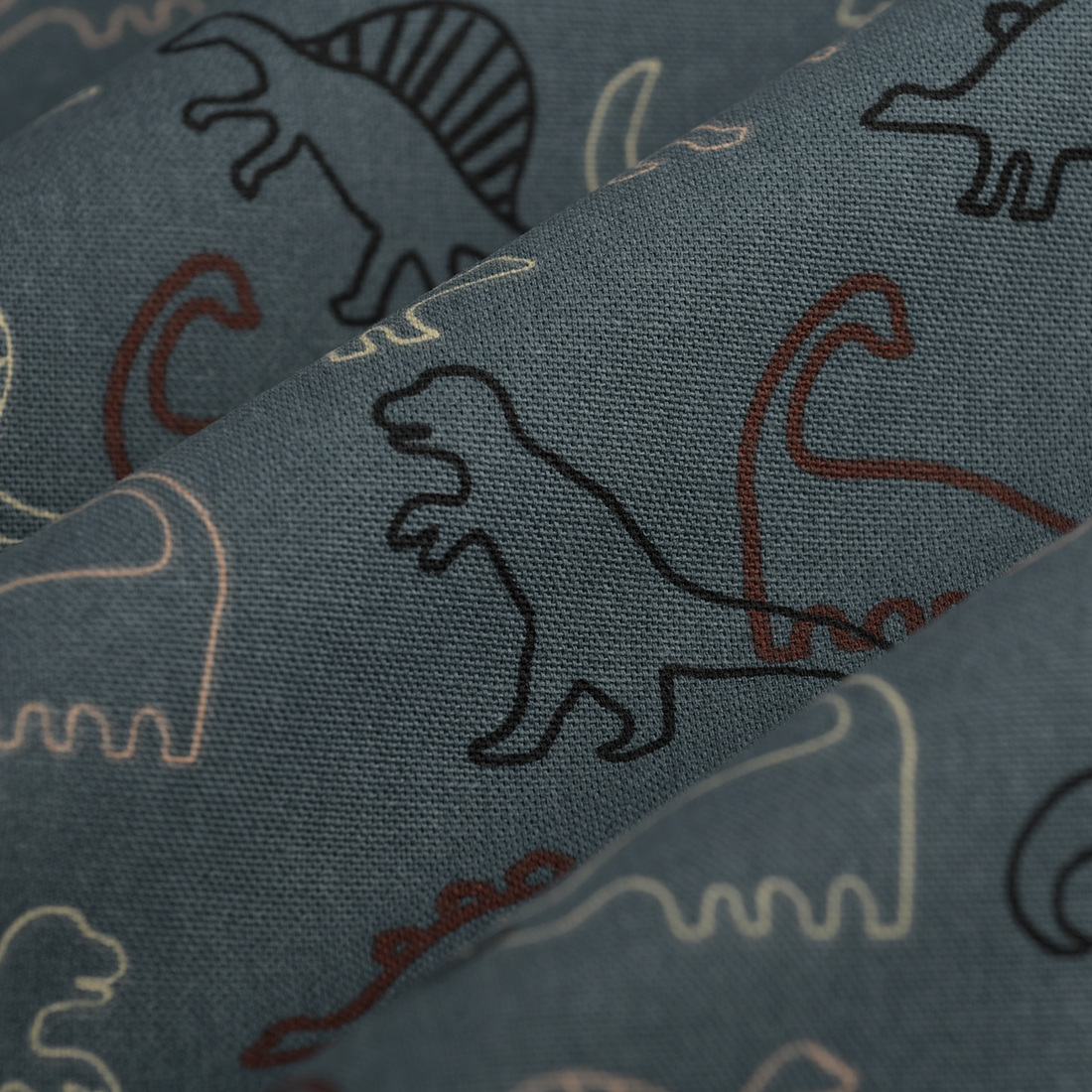 Tissu bachette contour dino bleu - MT