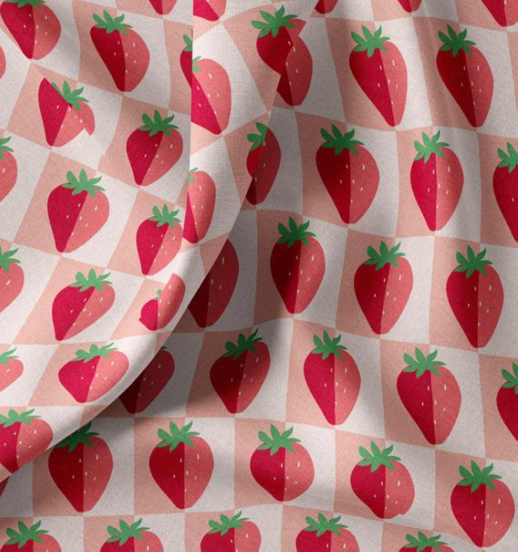 Tissu enduit fraise bicolore rouge - DOMOTEX