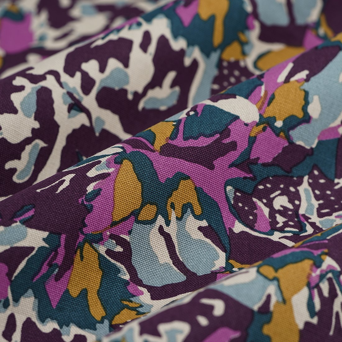 Tissu toile camouflage abstrait violet vert - MT