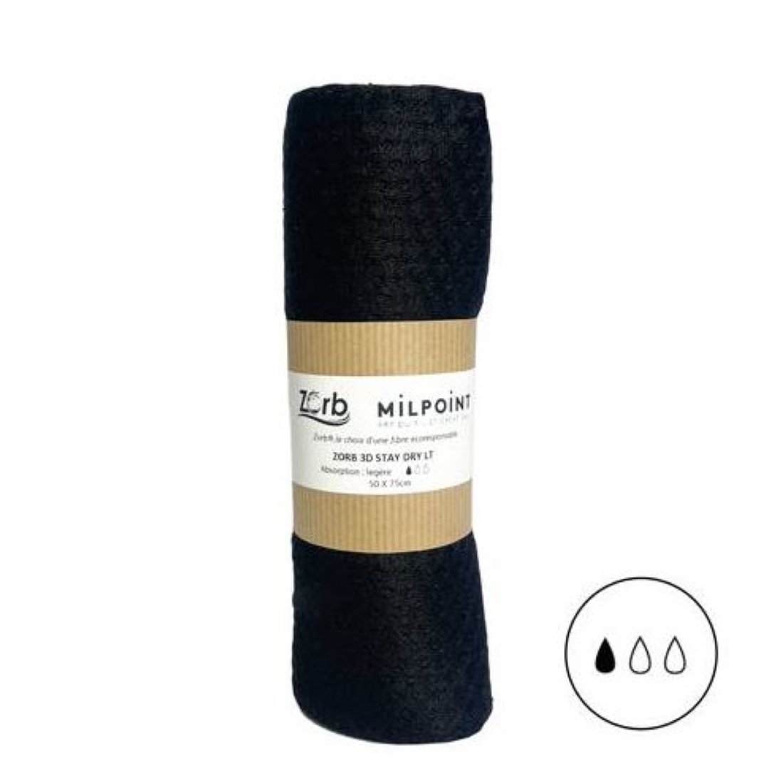 Coupon ZORB 3D staydry lite antimicrobien noir 50 x 75 cm - Zorb