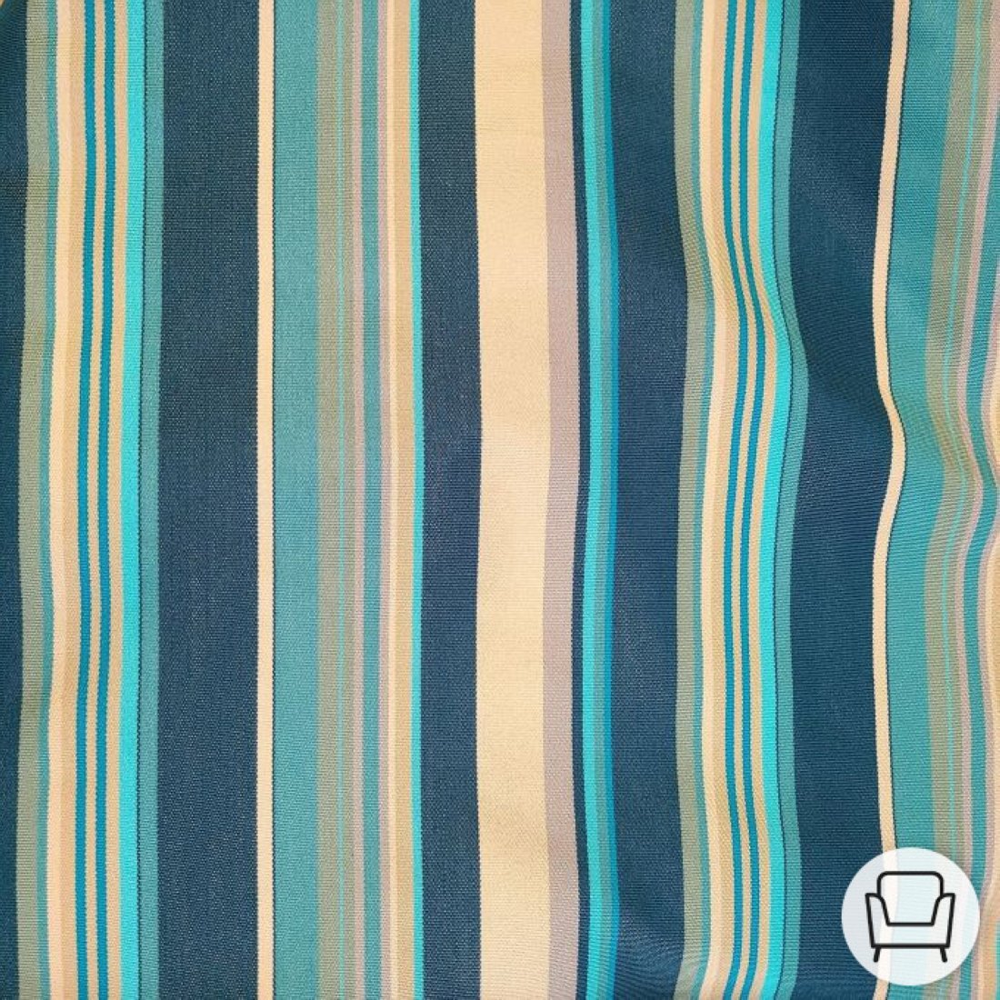 Toile transat Portofino rayée pétrole turquoise écru 45cm - MT