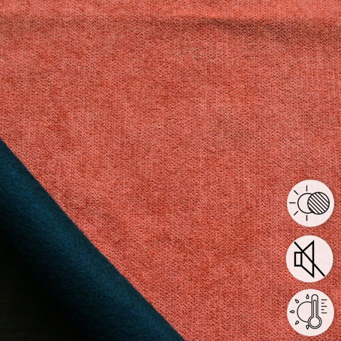 Tissu thermique obscurcissant phonique envers polaire terracota