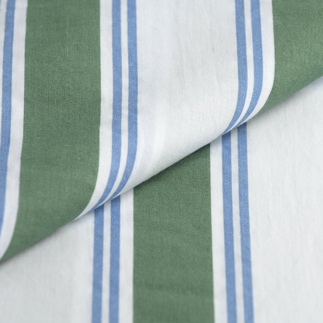 Tissu percale imprimé rayure irrégulières vert bleu blanc grande largeur - MT
