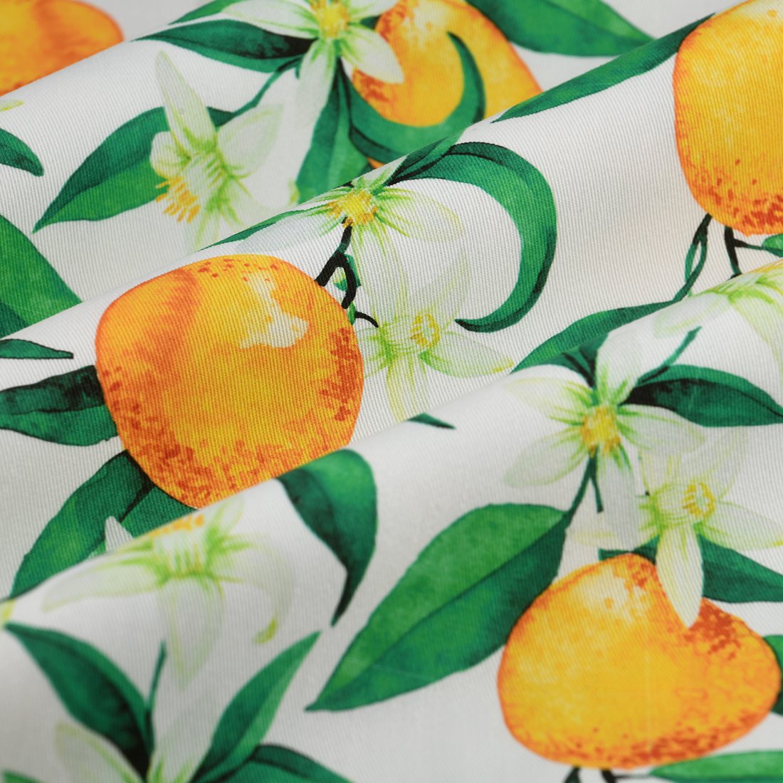 Tissu sergé orange blanc