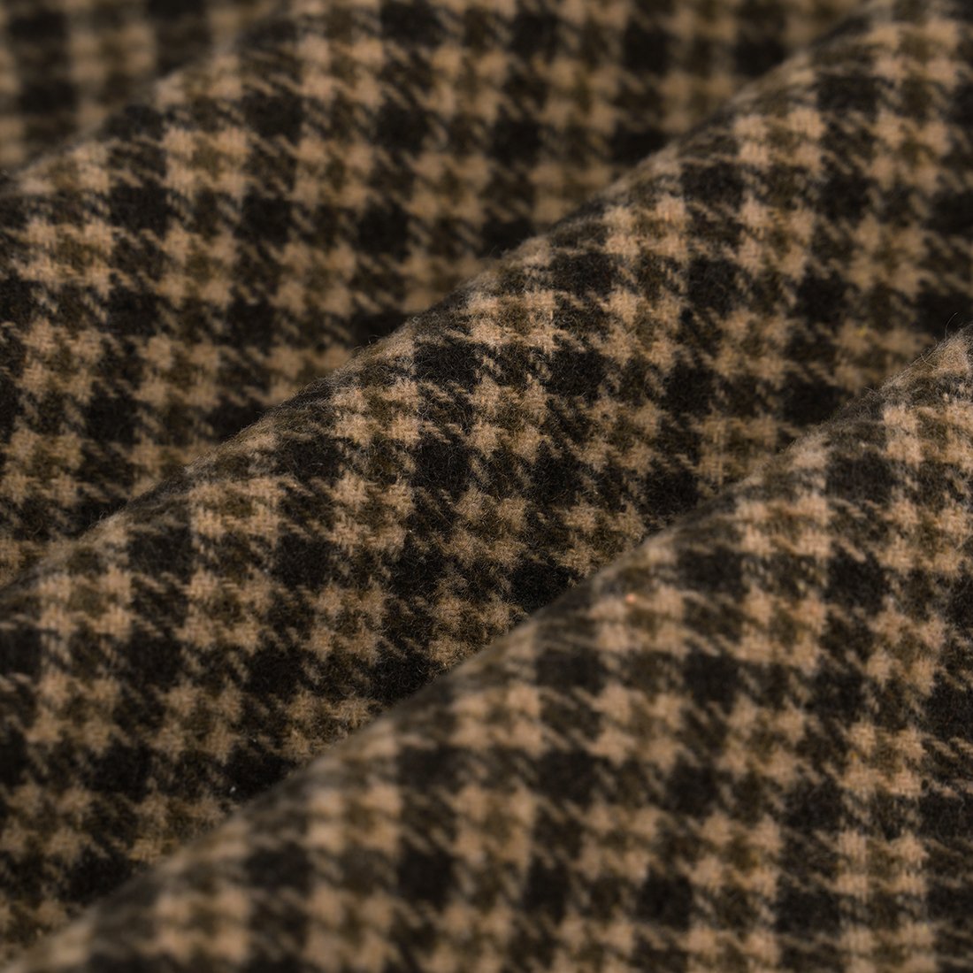 Tissu lainage polyester petits carreaux brun - MT