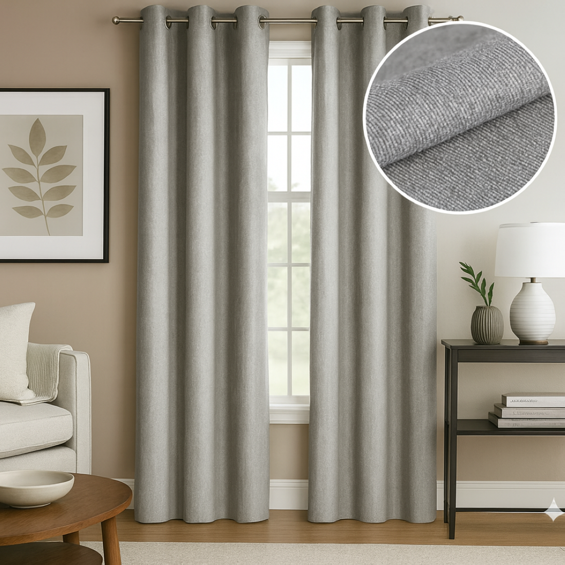 Rideau velours gris Barton 135x240cm - MT