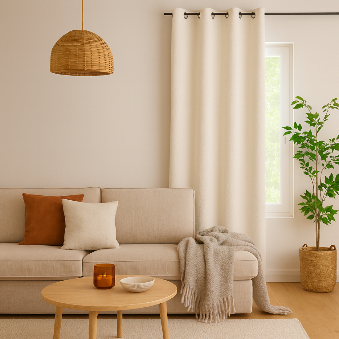 Rideau paddou bouclette naturel 140x260