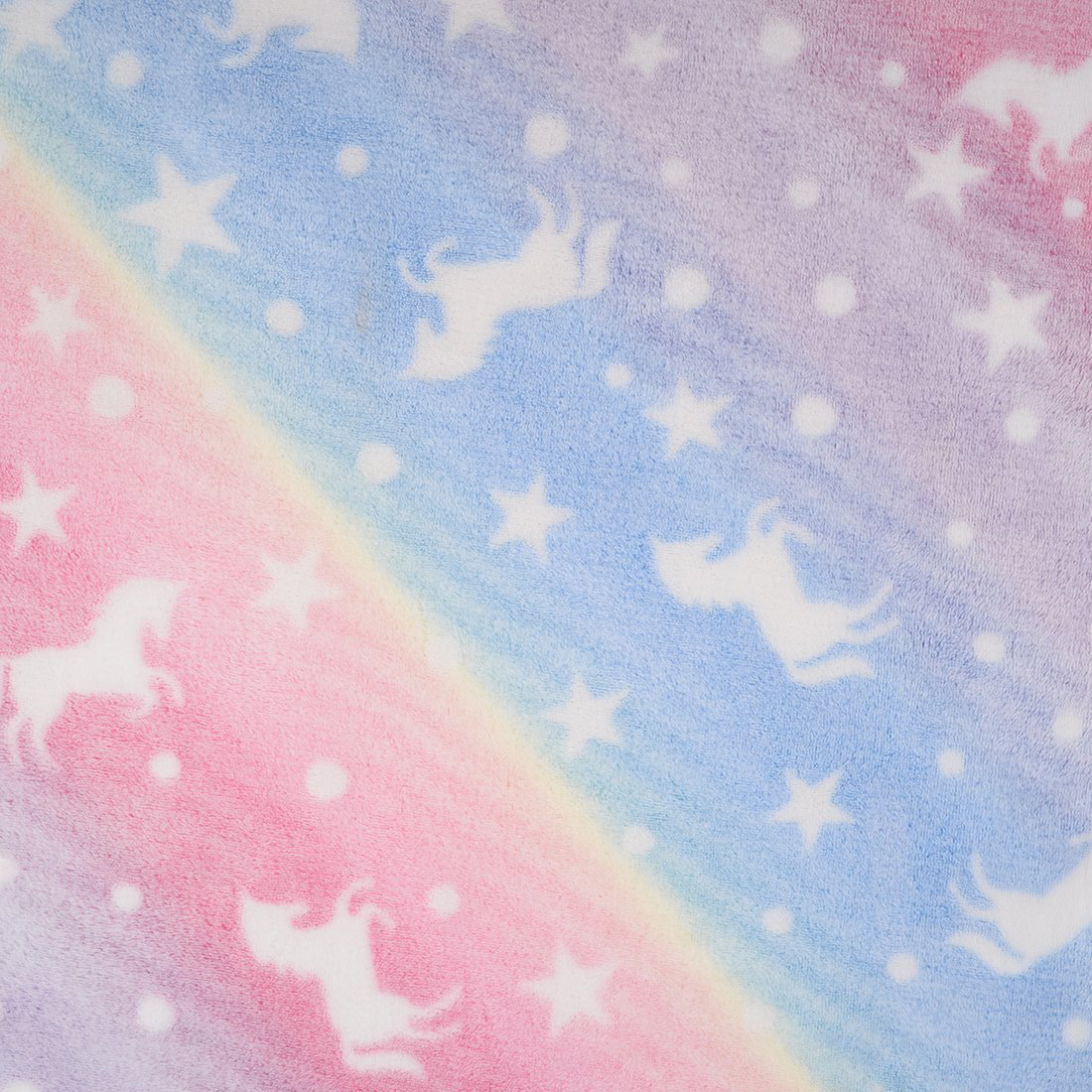 Tissu douillette licorne dégradé phosphorescent