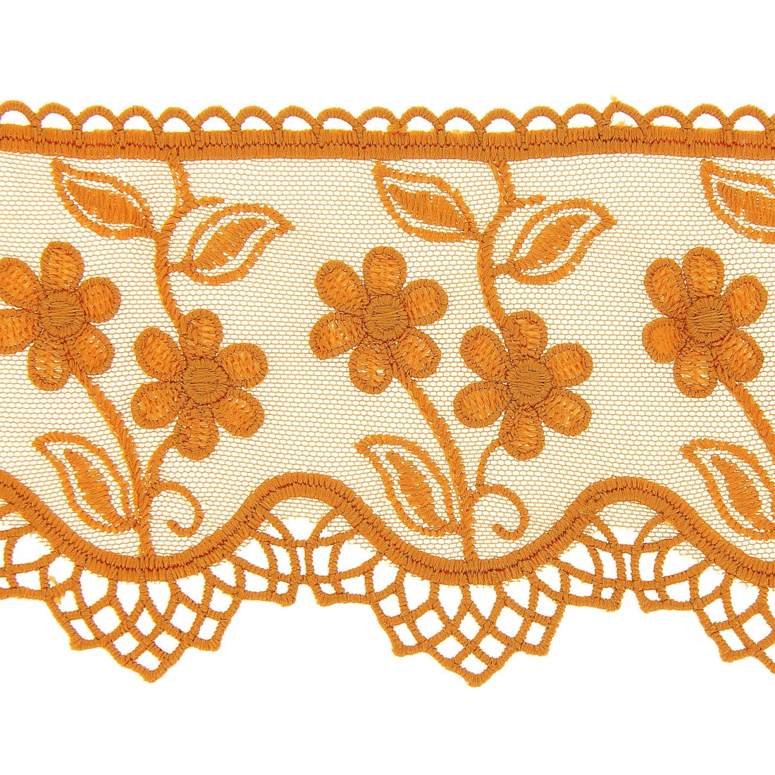 Ruban dentelle à fleurs ocre 85mm